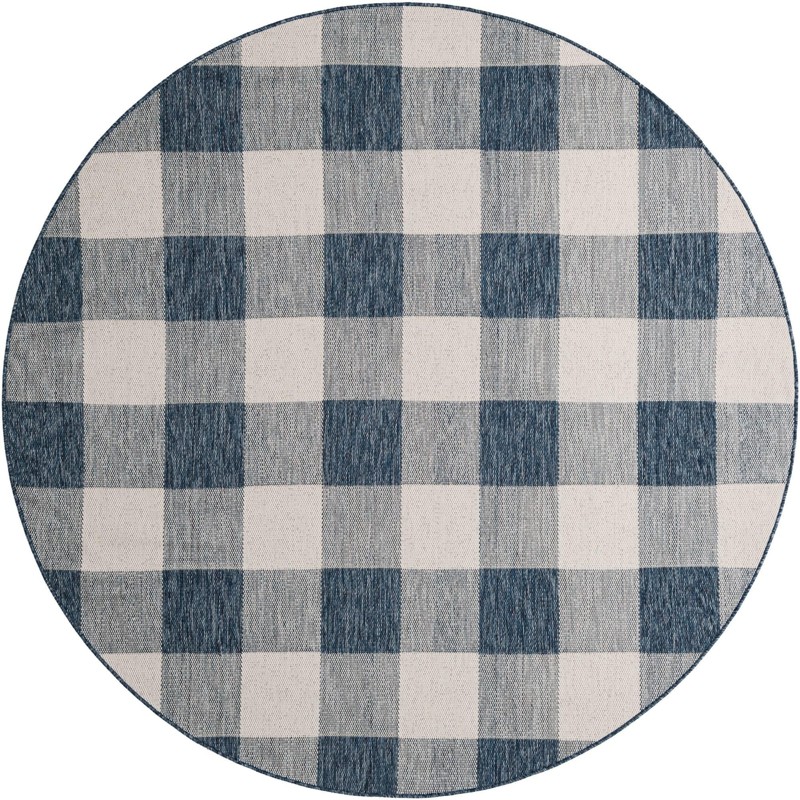 7' 10 x 7' 10 Ramona · Checkered Outdoor Rug, blue