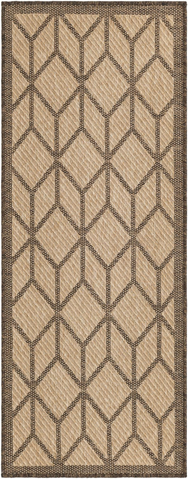 2' x 5' 3 Ogden · Geometric diamond rug, natural and brown