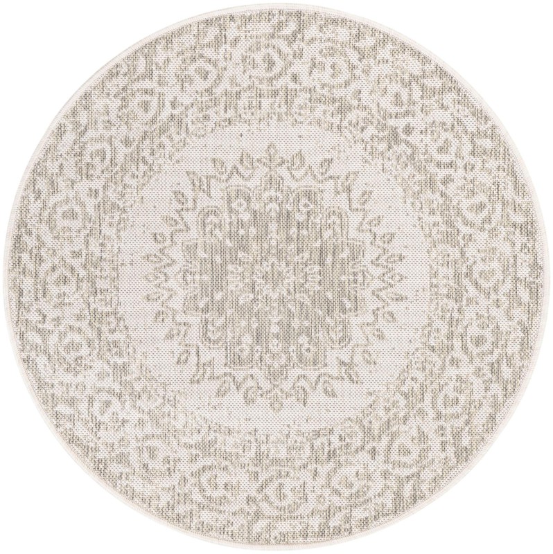 Royce · Faded medallion Outdoor Rug, gray and cream