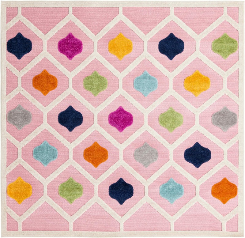 Raleigh · Geometric trellis Outdoor Rug, pink and multicolor