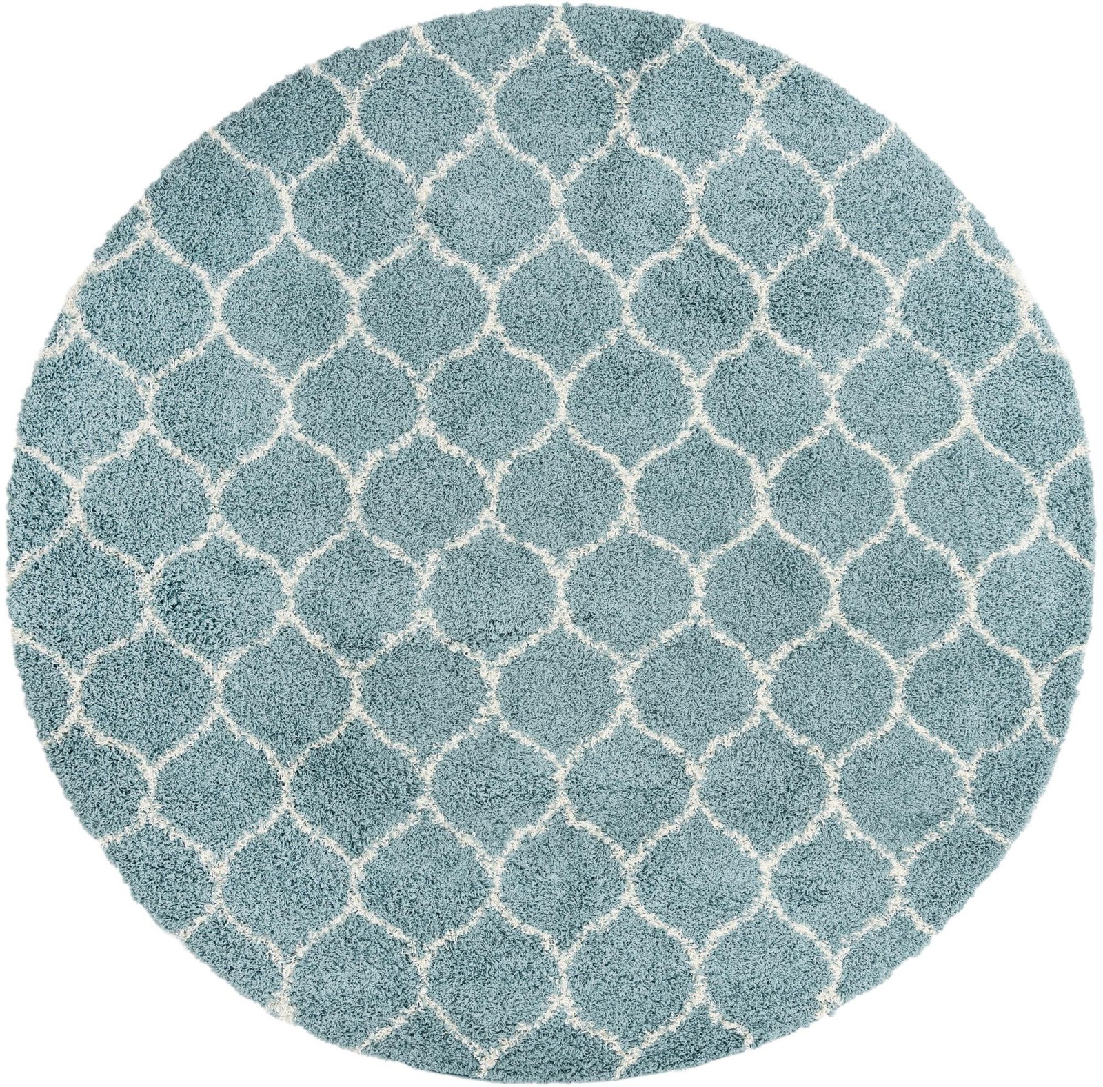 10' x 10' Barnett · Lattice shag rug, light blue and ivory