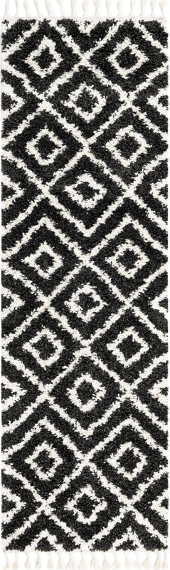 Tunstall · Diamond lattice Shag Rug, black and white