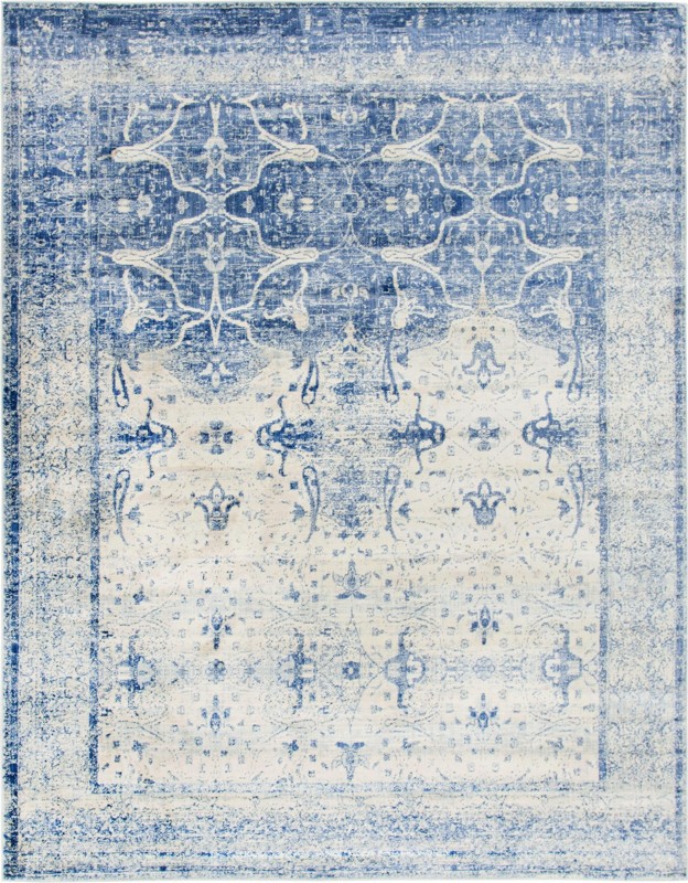 Holden · Distressed medallion rug, navy and cream