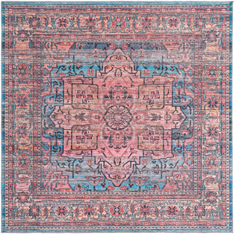 7' 10 x 7' 10 Sawyer · Border Washable Rug, blue
