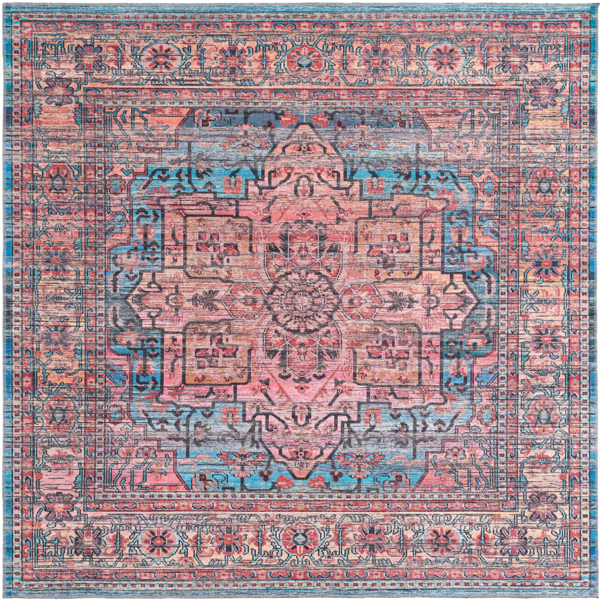 7' 10 x 7' 10 Sawyer · Border Washable Rug, blue