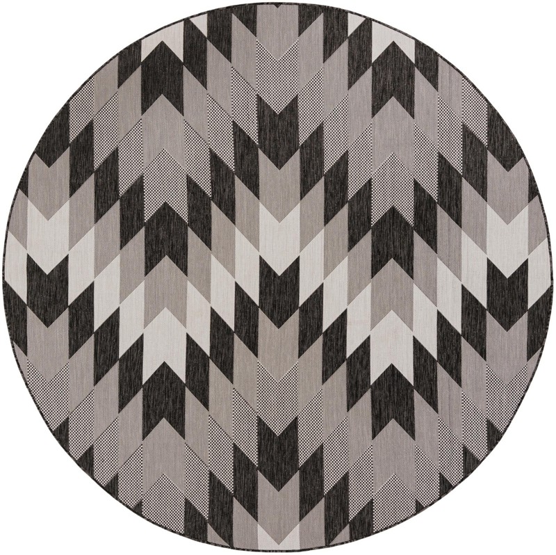 7' 10 x 7' 10 Morrell · Chevron Outdoor Rug, black and white
