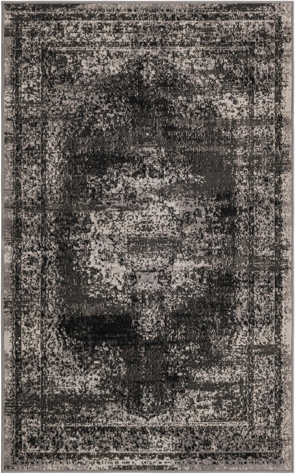 3' 3 x 5' 3 Eloise · Distressed medallion rug, gray and ivory