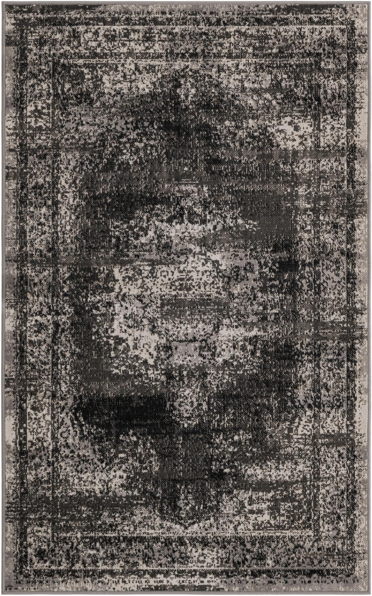 3' 3 x 5' 3 Eloise · Distressed medallion rug, gray and ivory