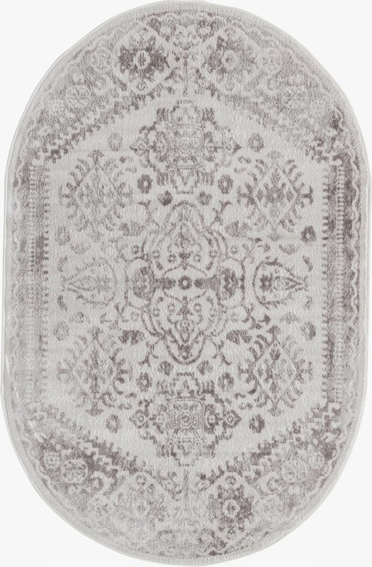 4' x 6' Elsie · Faded medallion rug, cream and ivory