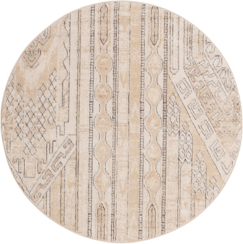 5' 3 x 5' 3 Cardinal · Tribal geometric rug, ivory and gray