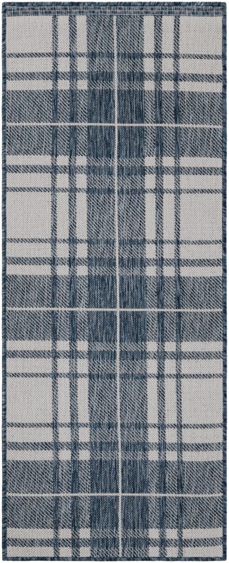 2' x 5' 3 Maguire · Plaid Outdoor Rug, blue