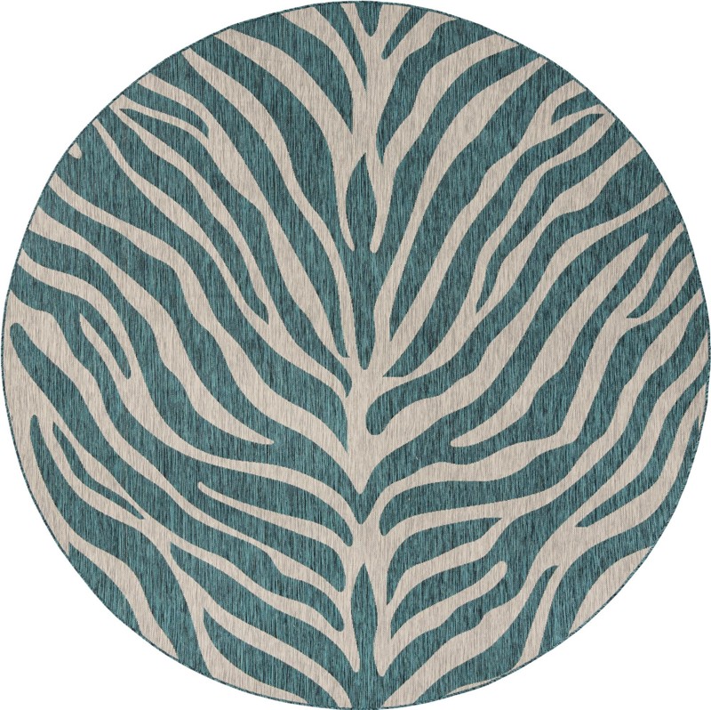 10' x 10' Abney · Zebra Outdoor Rug, teal
