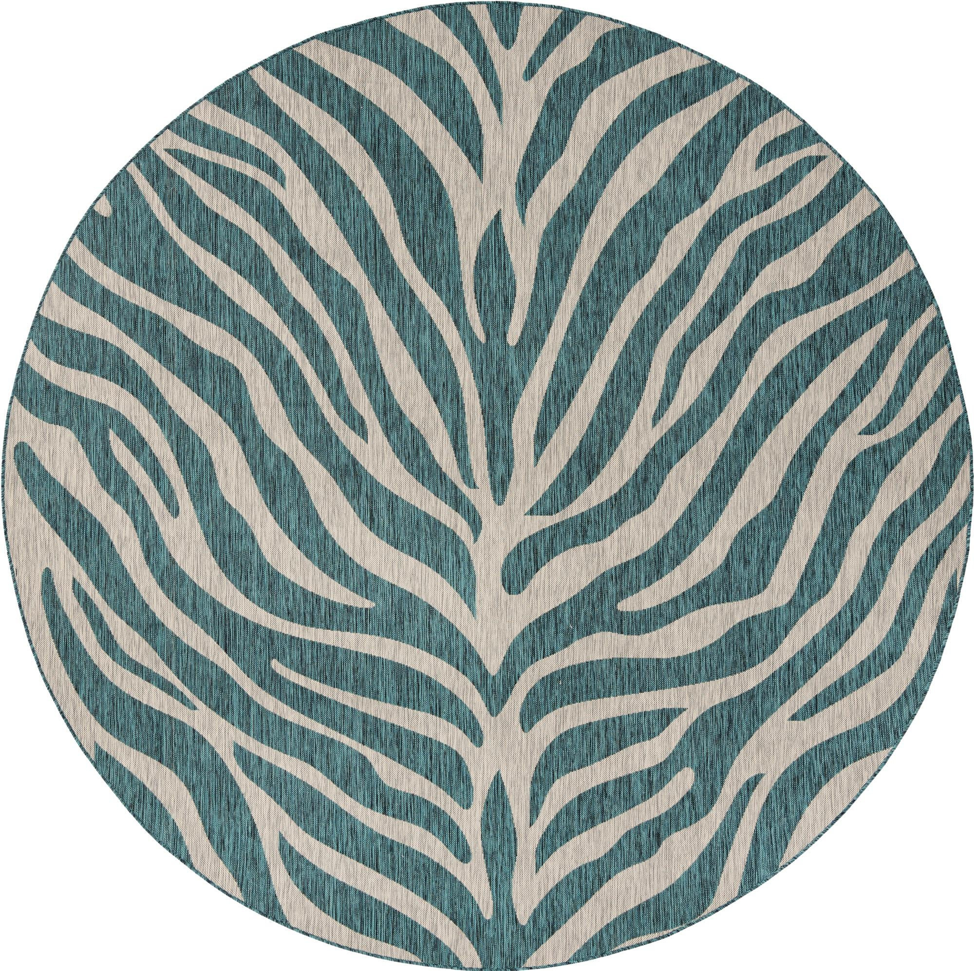 10' x 10' Abney · Zebra Outdoor Rug, teal