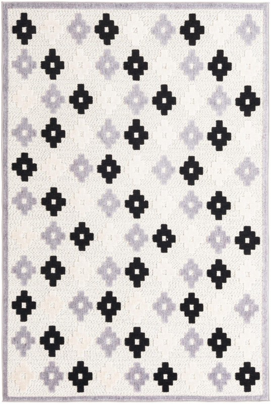 5' x 7' 7 Easton · Cross pattern Outdoor Rug, ivory and black