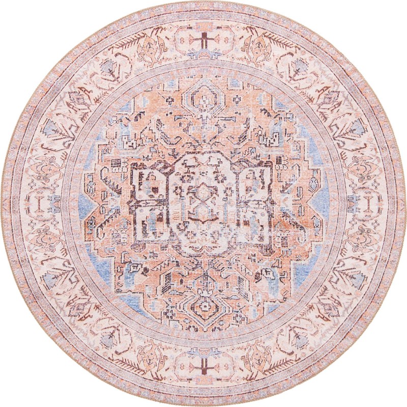 Boone · Medallion Washable Rug, blue and beige