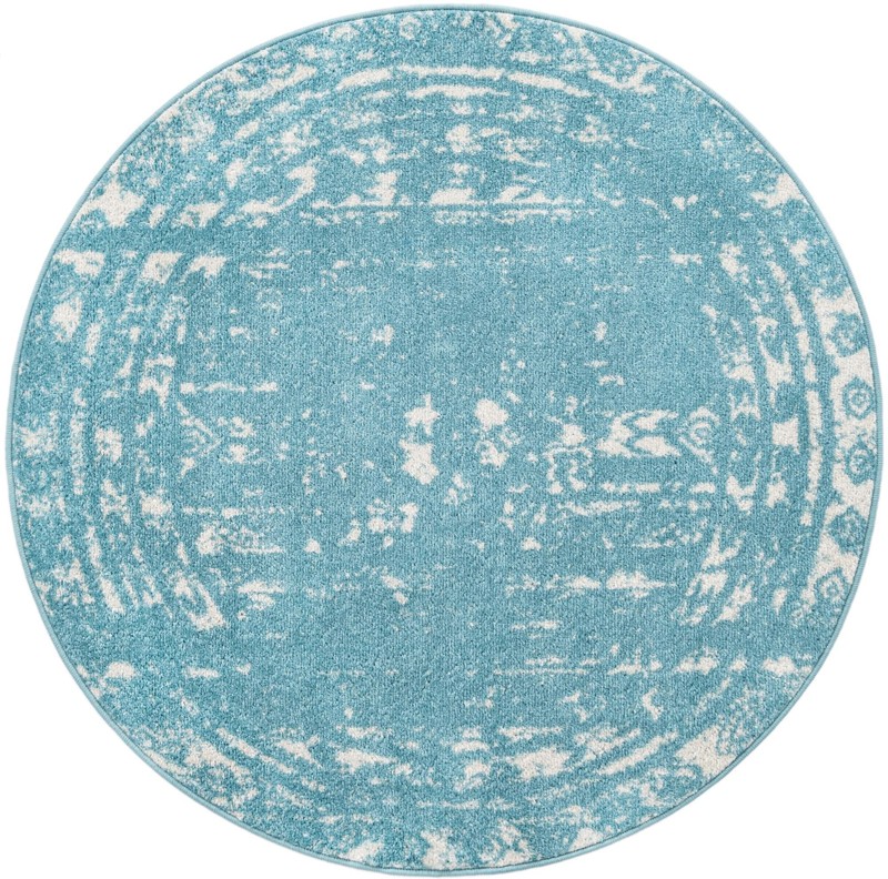4' x 4' Underhill · Border rug, light blue