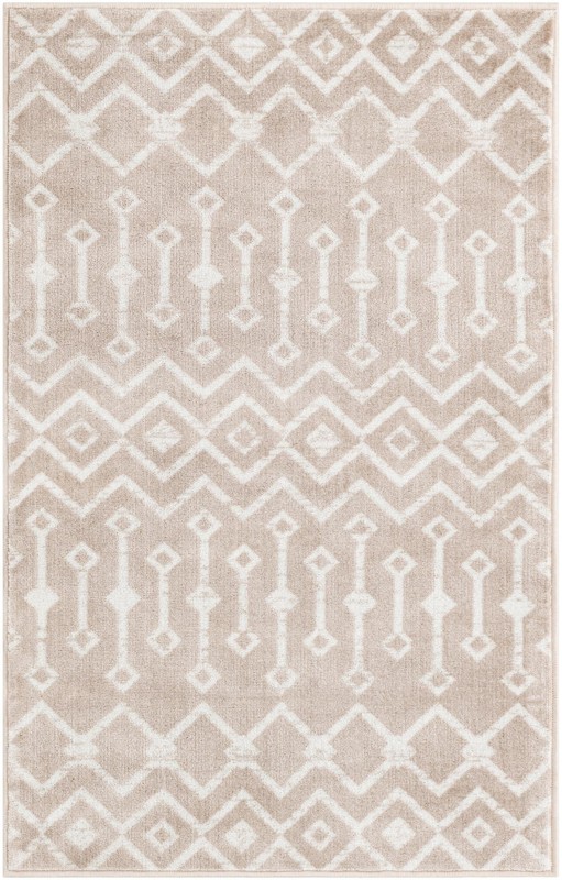 3' x 5' 3 Dudley · Geometric trellis rug, beige and ivory