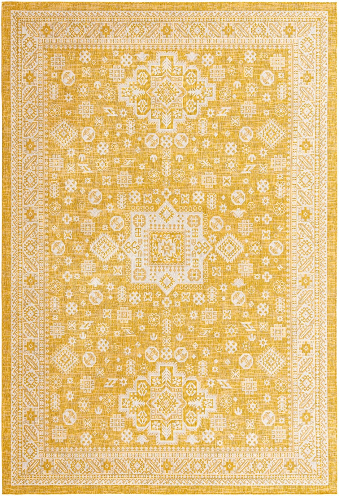 10' x 14' Bellamy · Border Outdoor Rug, yellow