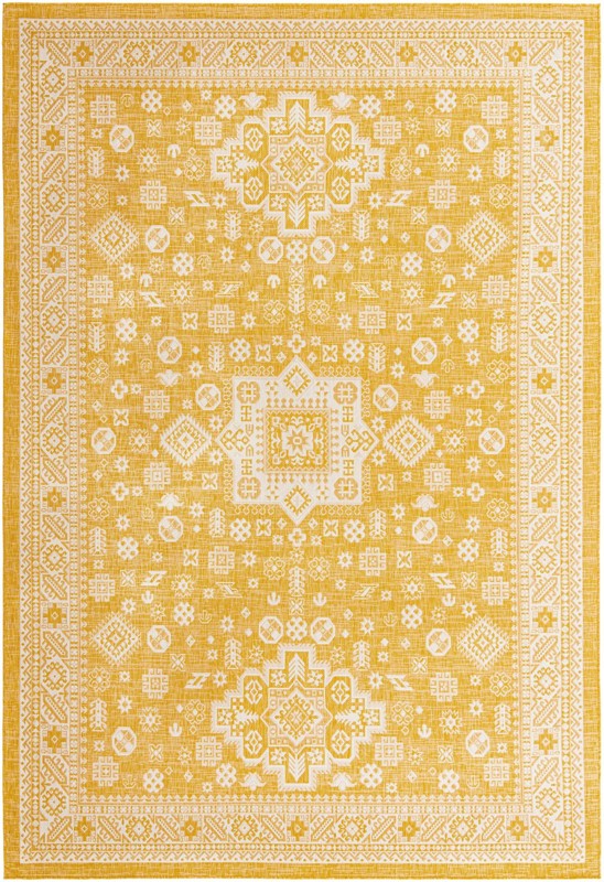 10' x 14' Bellamy · Border Outdoor Rug, yellow
