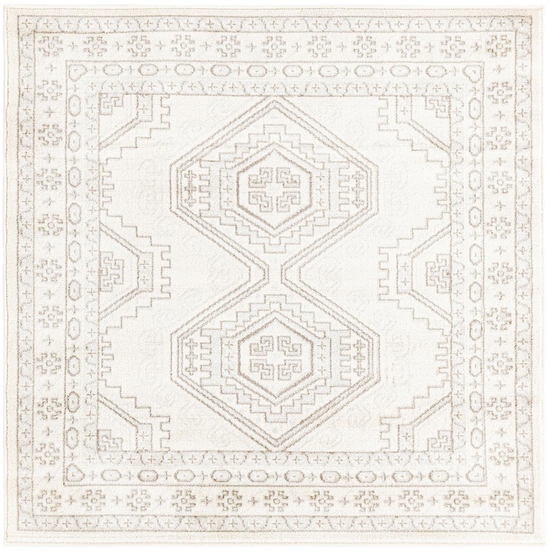 Harmon · Geometric diamond rug, ivory and brown
