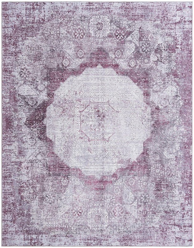 7' 10 x 10' Fallowfield · Distressed medallion Washable Rug, pink and ivory
