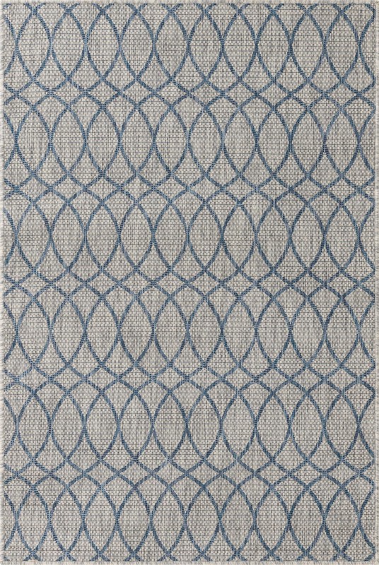 4' x 6' Atkins · Lattice Outdoor Rug, blue and gray