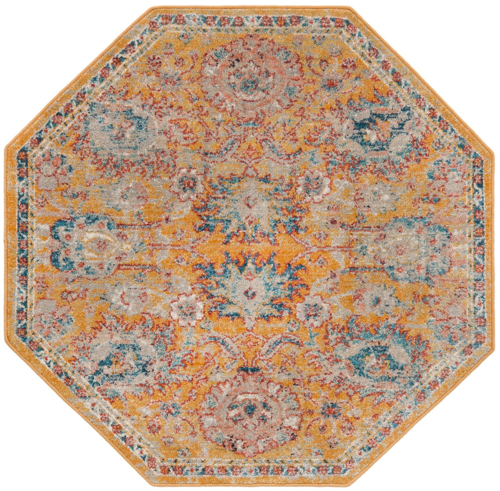 4' x 4' Ansel · Border rug, yellow