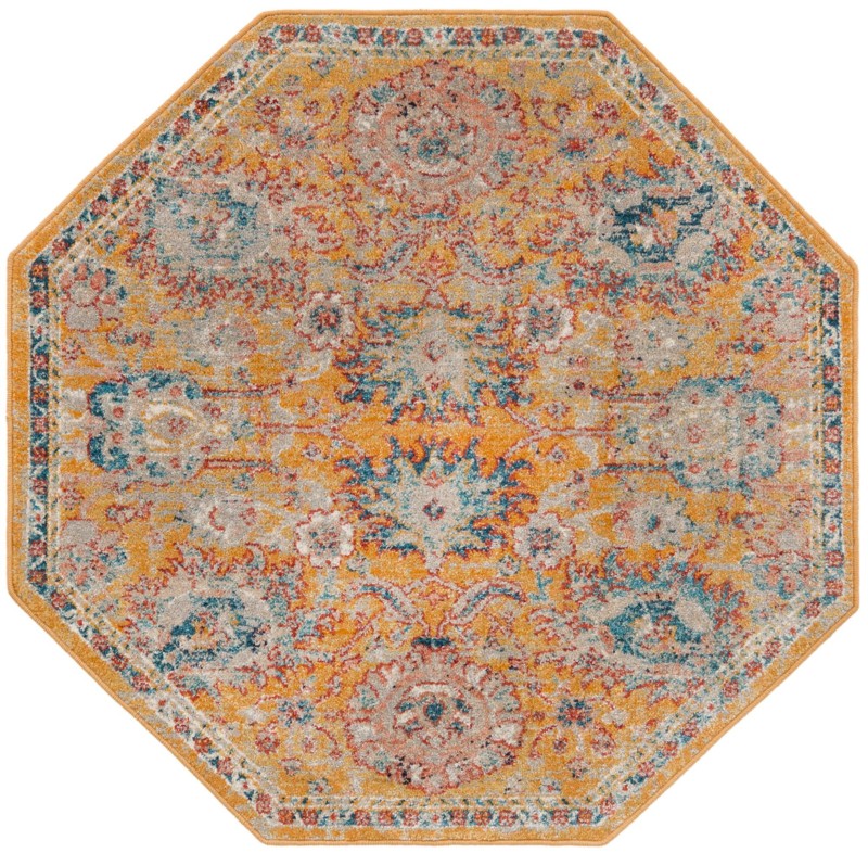 4' x 4' Ansel · Border rug, yellow