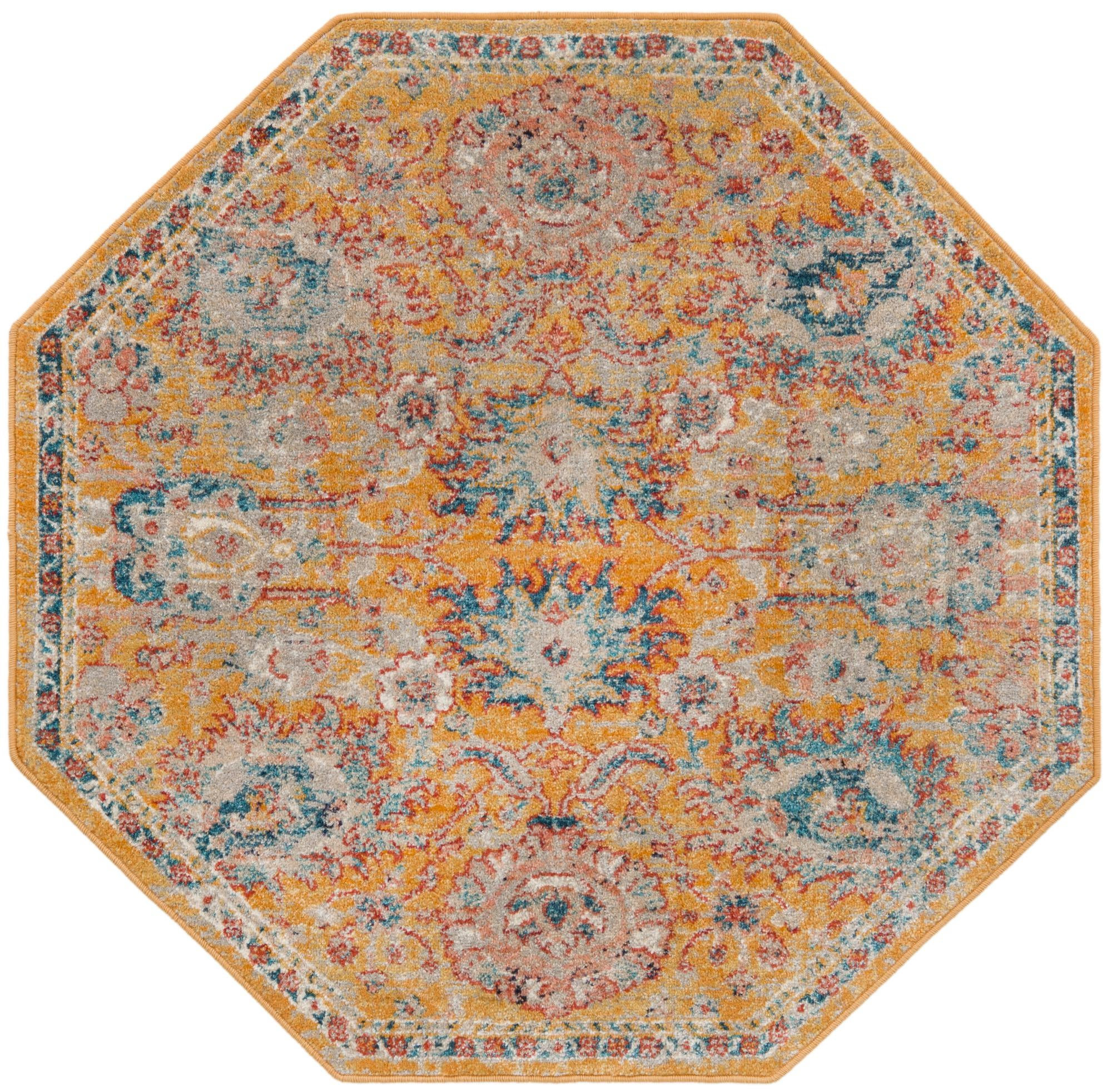 4' x 4' Ansel · Border rug, yellow