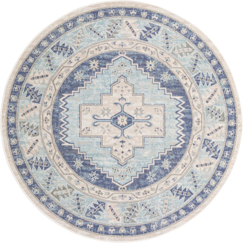 7' x 7' Ligonier · Border rug, sky blue