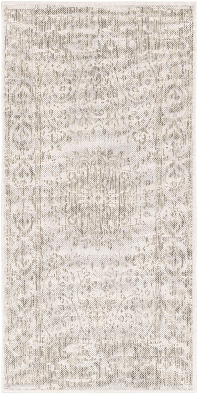 2' x 4' Royce · Faded medallion Outdoor Rug, gray and cream