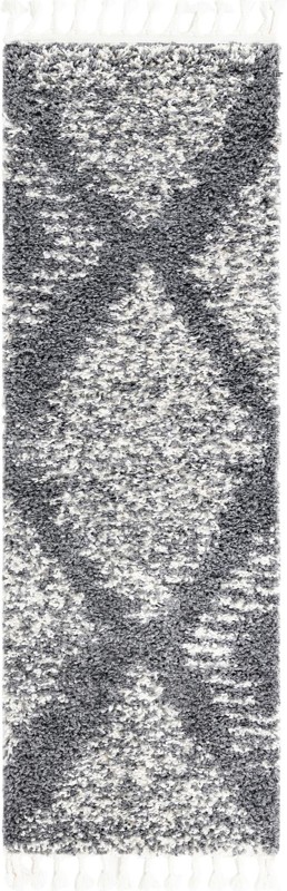 2' x 6' Cobble · Diamond Shag Rug, gray