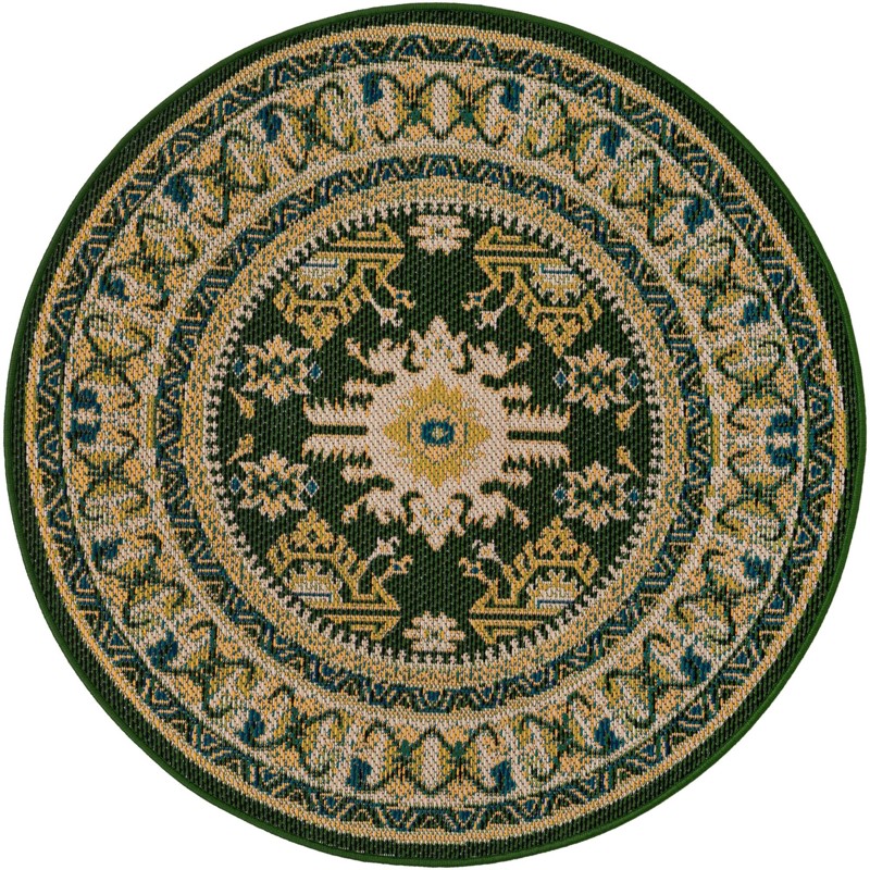 4' x 4' Waxwing · Border Outdoor Rug, green