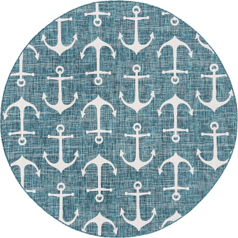 7' 10 x 7' 10 Millbrook · Pictoral Outdoor Rug, teal