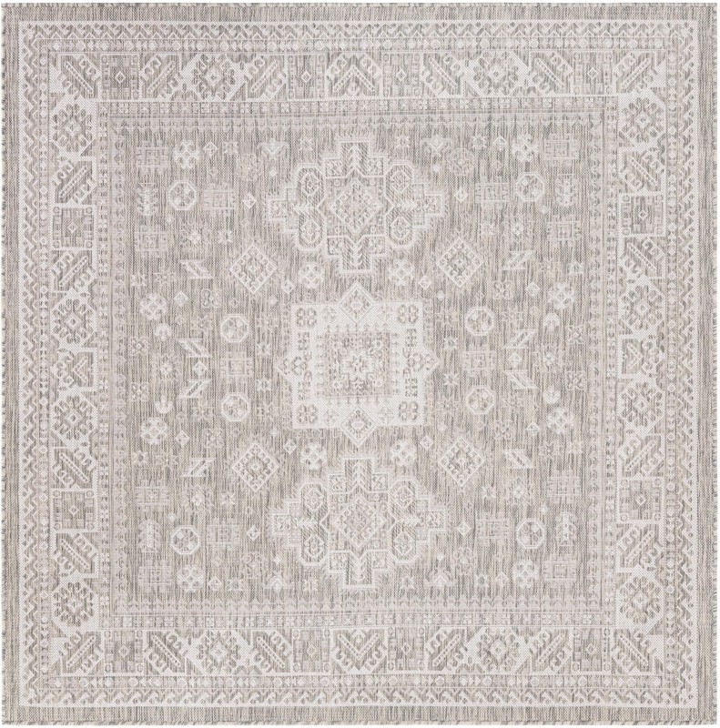6' x 6' Bellamy · Border Outdoor Rug, light gray