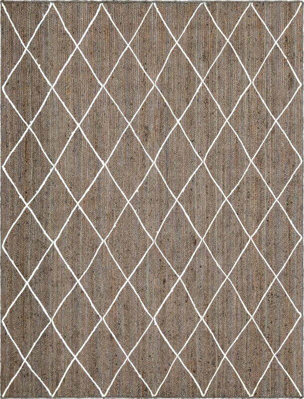 8' x 11' Bishop · Diamond lattice Braided Jute Rug, gray and ivory