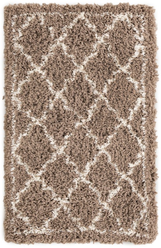 3' x 5' 3 Kemble · Lattice shag rug, khaki and ivory