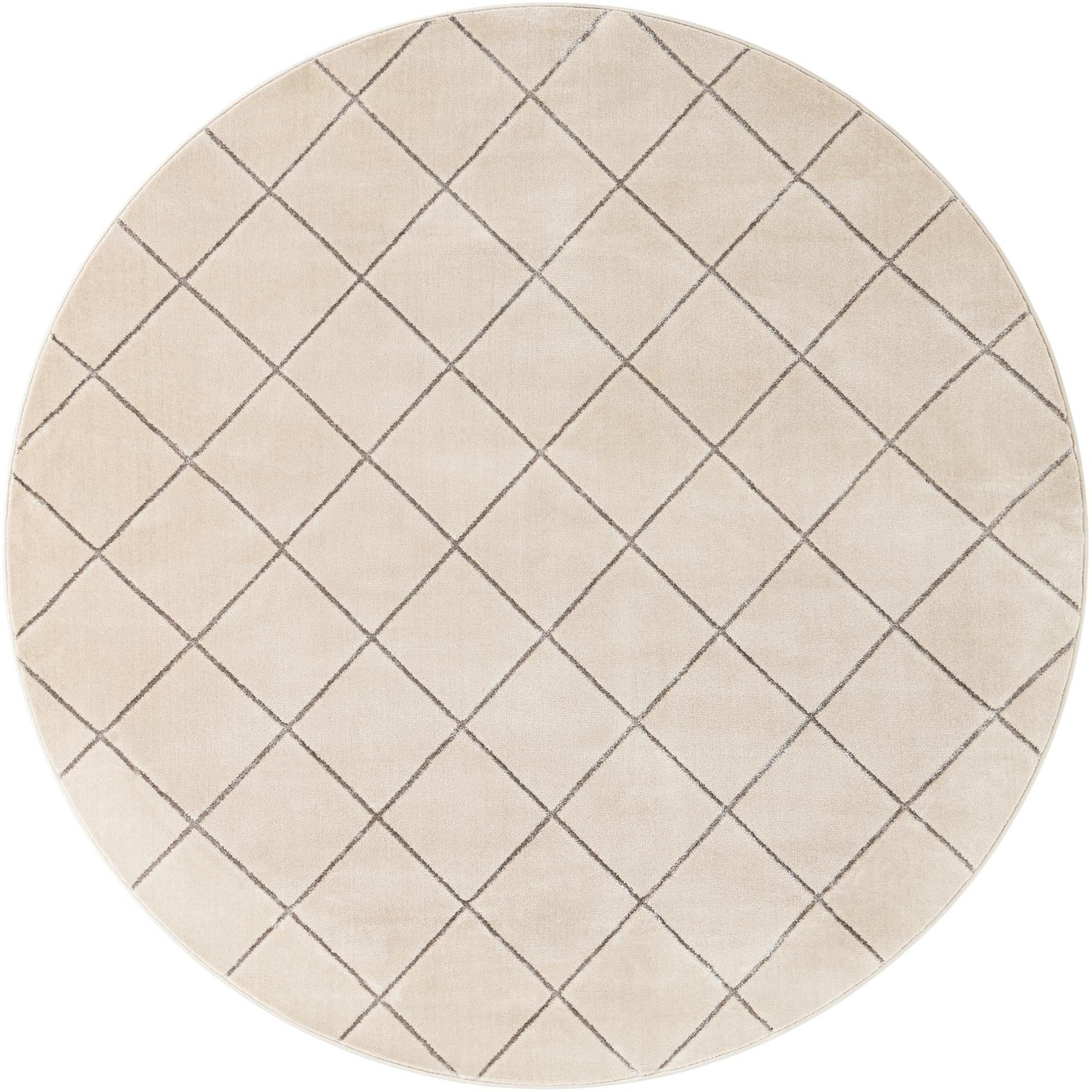 7' 10 x 7' 10 Gilchrist · Diamond lattice rug, ivory and grey