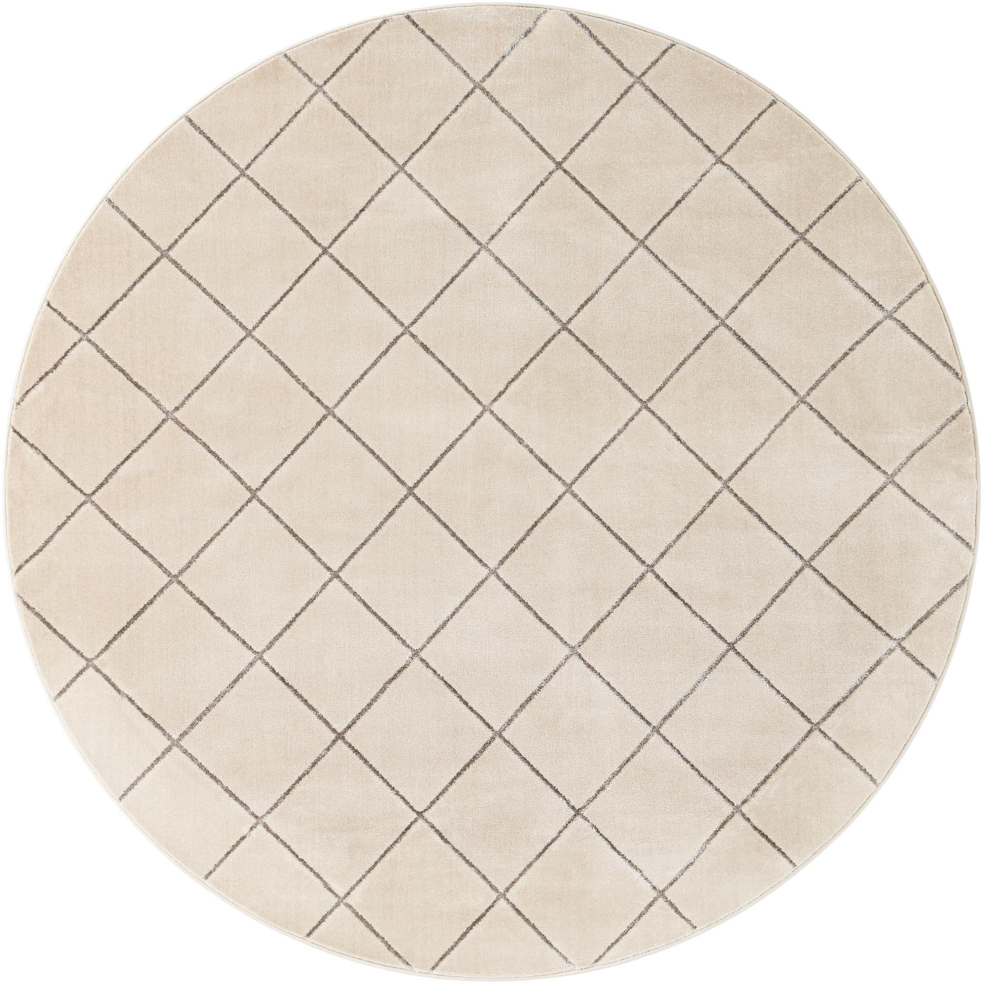 7' 10 x 7' 10 Gilchrist · Diamond lattice rug, ivory and grey
