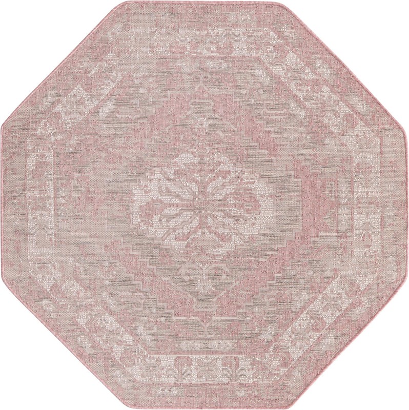 5' 3 x 5' 3 Wylie · Border Outdoor Rug, pink