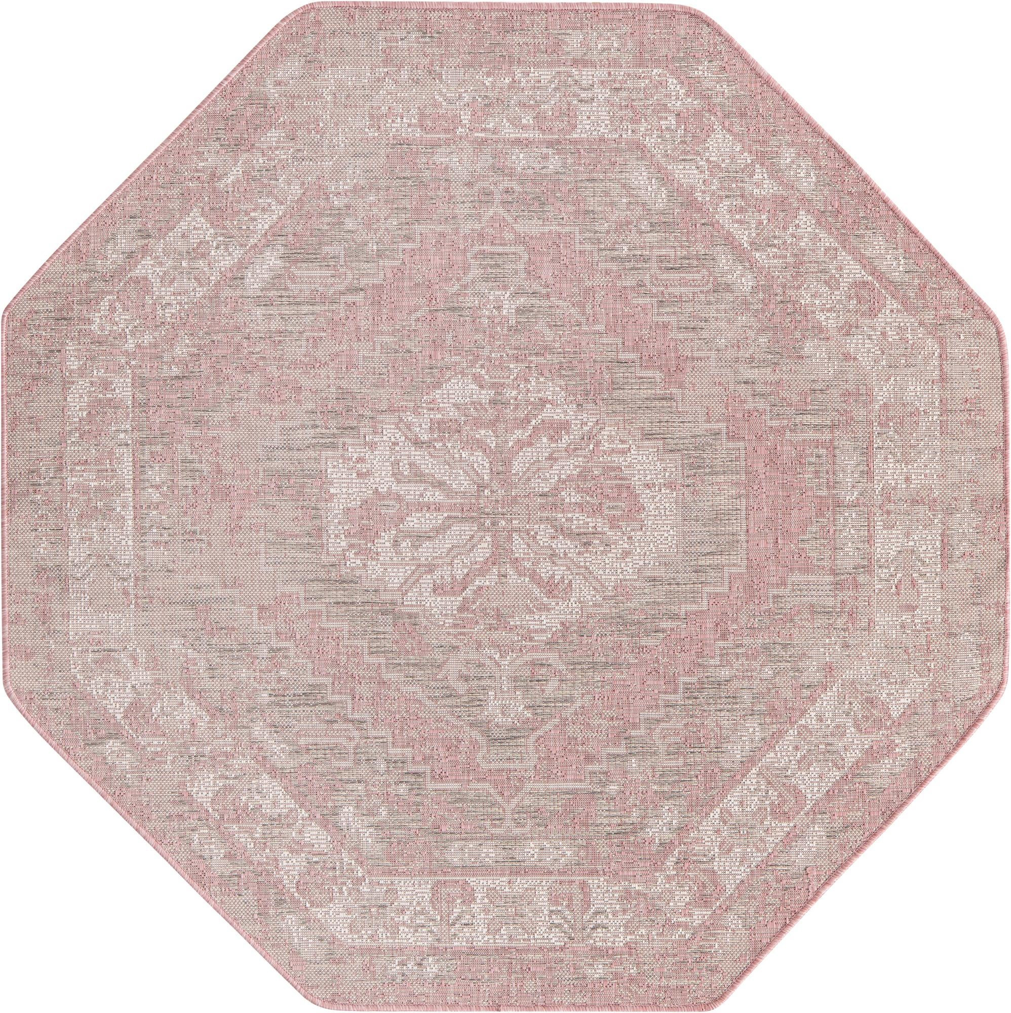 5' 3 x 5' 3 Wylie · Border Outdoor Rug, pink