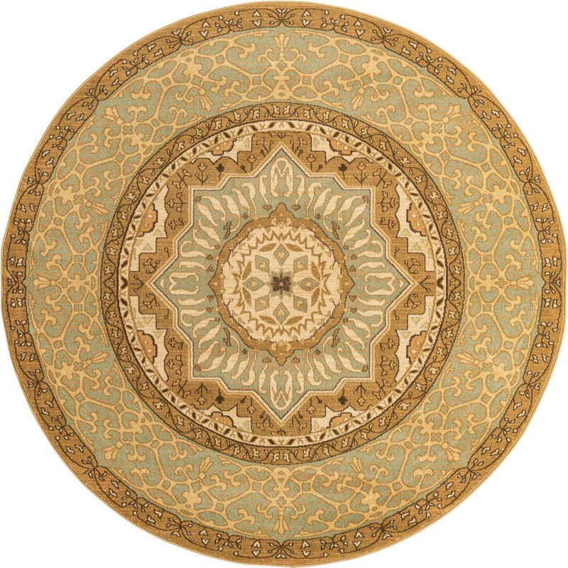 6' x 6' Nesbitt · Medallion rug, sage and tan