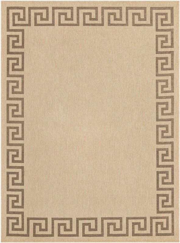 9' x 12' Hitchcock · Border rug, natural and brown