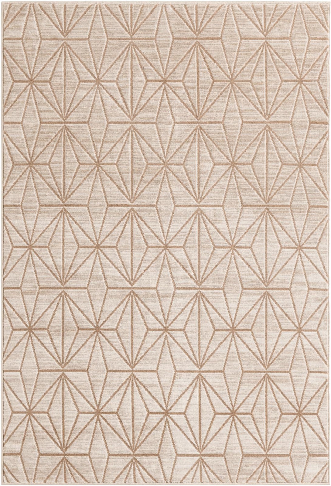4' x 6' Deerbrush · Geometric lattice rug, beige and cream