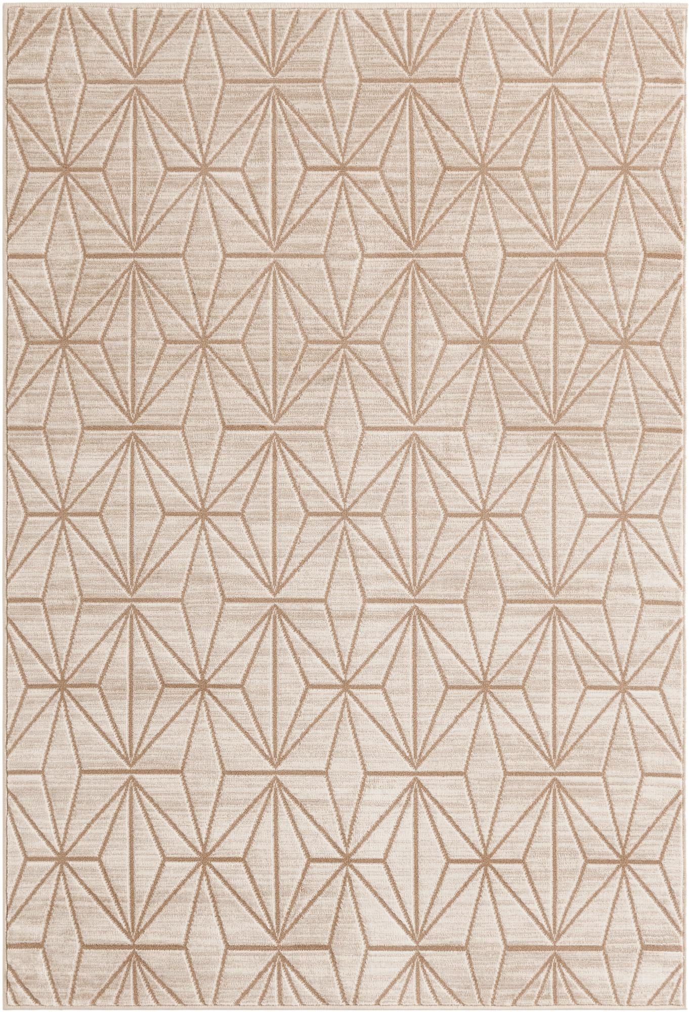 4' x 6' Deerbrush · Geometric lattice rug, beige and cream