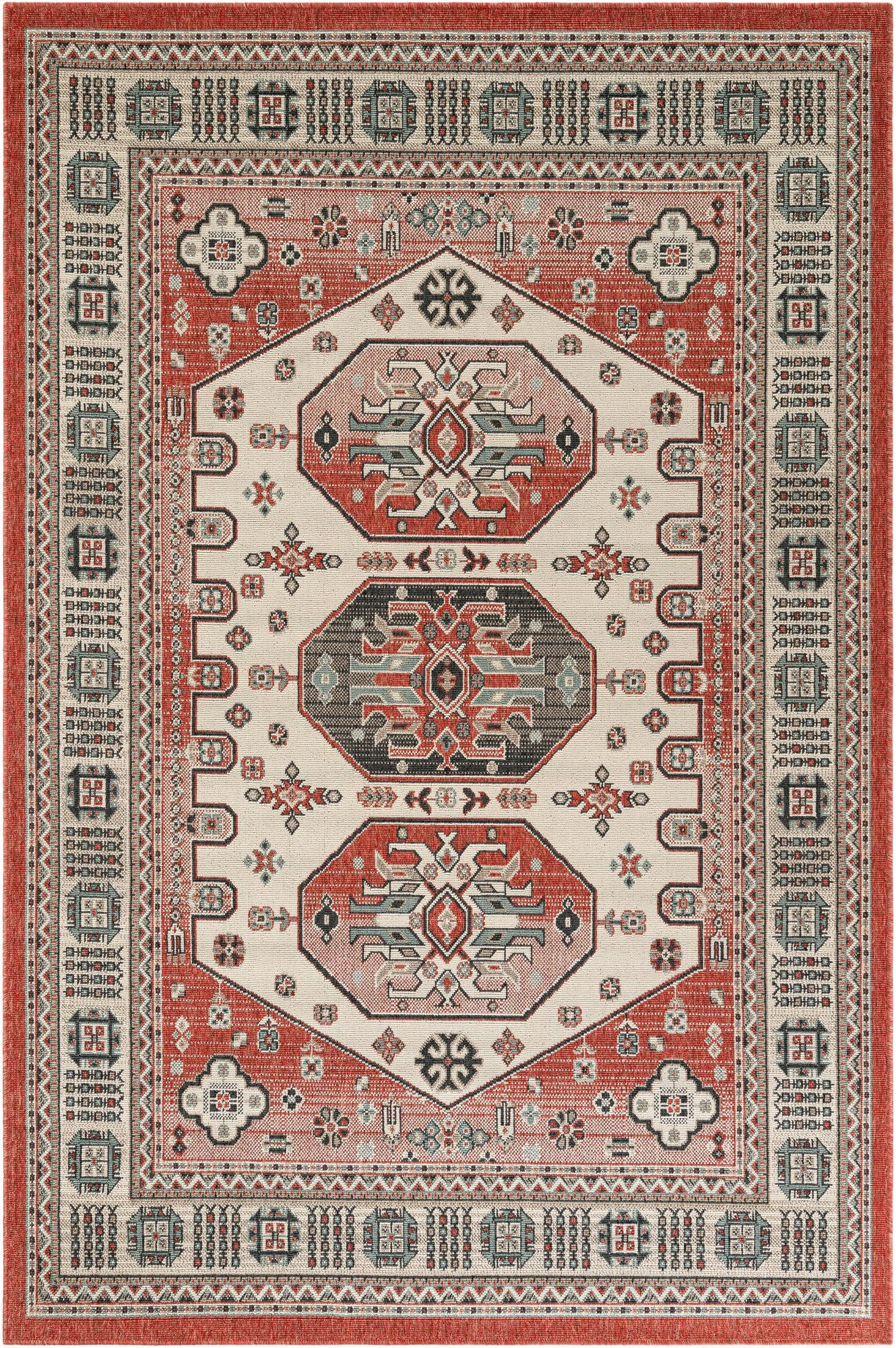 6' x 9' Calvin · Border Outdoor Rug, multi