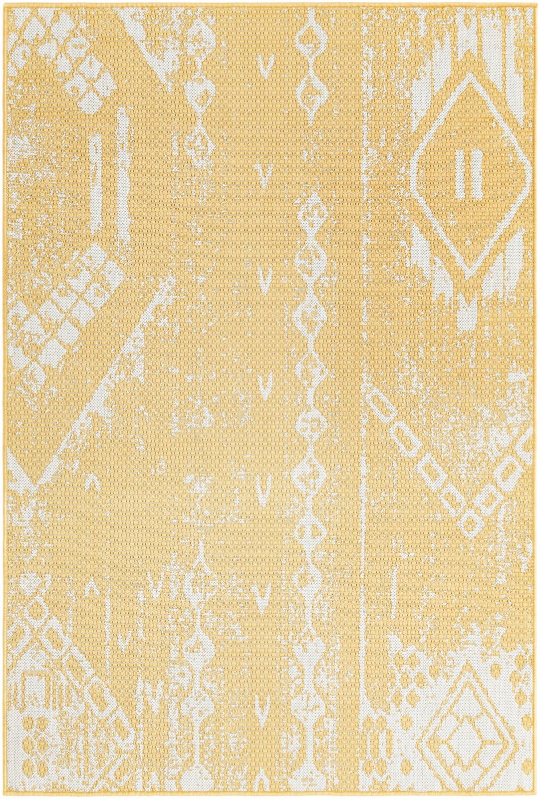 4' x 6' Wildman · Abstract Outdoor Rug, yellow