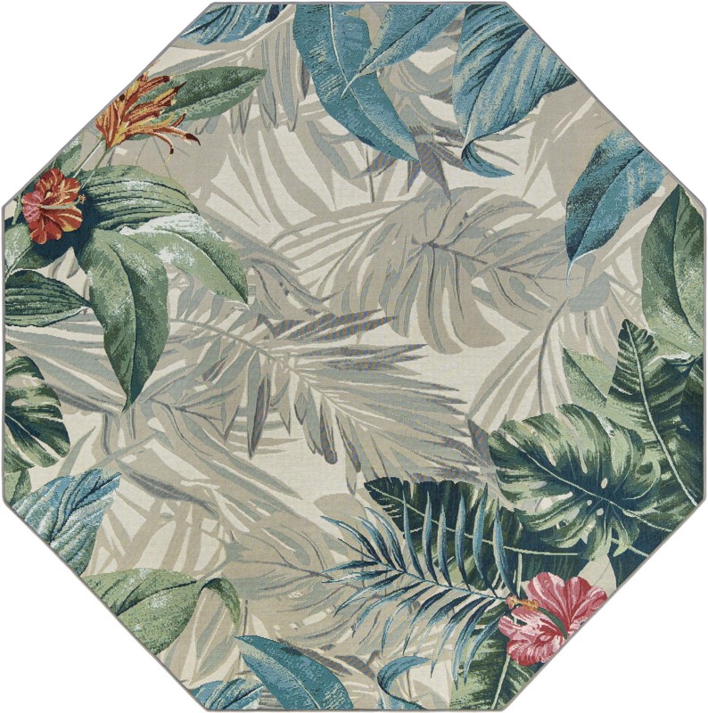 7' 10 x 7' 10 Lomax · Botanical Outdoor Rug, multicolor and ivory