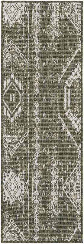 2' x 6' Wildman · Patchwork Outdoor Rug, green