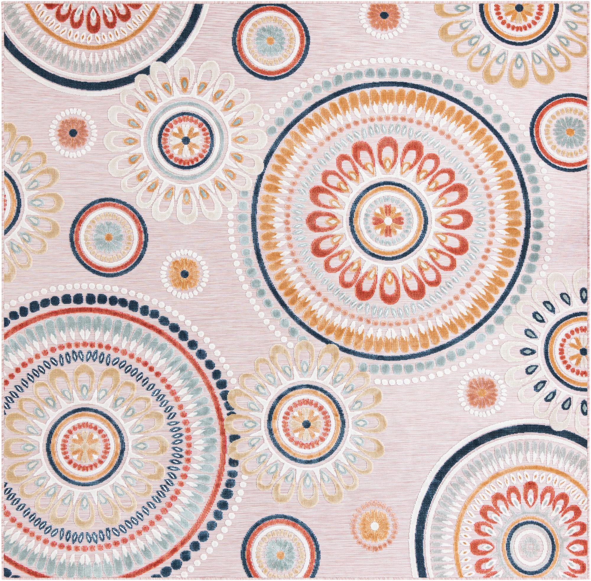 8' 2 x 8' 2 Whitefish · Medallion Outdoor Rug, pink